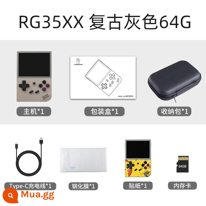 ANBERNIC RG35XX máy chơi game arcade Gmeaboy mini cổ điển cầm tay Zhou Ge mã nguồn mở cầm tay rg35xx Lưu ý không phải miyoo - Màu xám 64GB tiêu chuẩn + túi đựng có nhãn dán