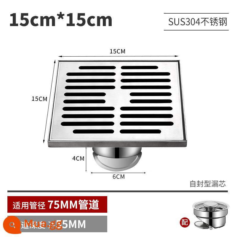 Thoát sàn inox 304 loại lớn ngoài trời 15 20 30CM chuyển lớn đường kính mái sân lớn 110 160 ống - Tự hàn kín 15cm (áp dụng cho 75 ống)