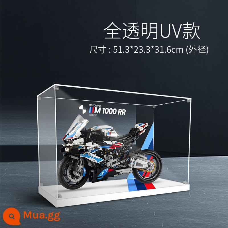 Thích hợp cho hộp trưng bày đầu máy xe lửa Lego 42130BMW M 1000 RR mô hình khối xây dựng phủ bụi acrylic - Kết hợp hạt pha lê mờ kiểu A