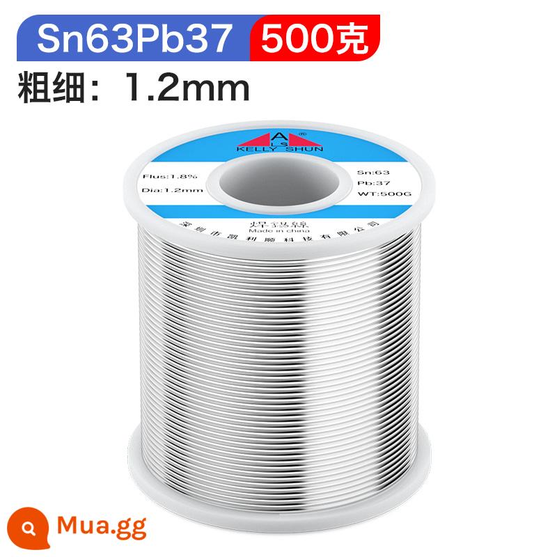 Kelly shun dây thiếc nhiệt độ thấp có độ tinh khiết cao 6337 với mỏ hàn điện lõi nhựa thông hàn không cần rửa bảo vệ môi trường dây hàn không chì - Chất lượng tiêu chuẩn quốc gia [hàm lượng thiếc 63%] 1,2mm-500g