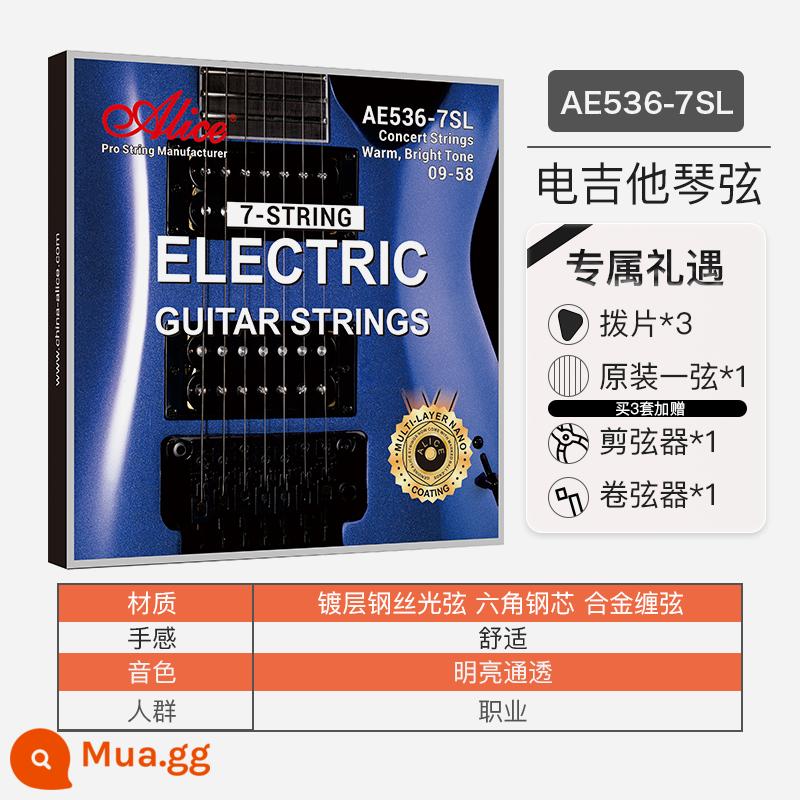 Alice Alice Dây Đàn Guitar Điện King Awr58 Phủ 598 Dây Đàn Guitar Bộ 7 Miếng - AE536-7SL (model 09-58 bảy dây, phủ nano nhiều lớp)