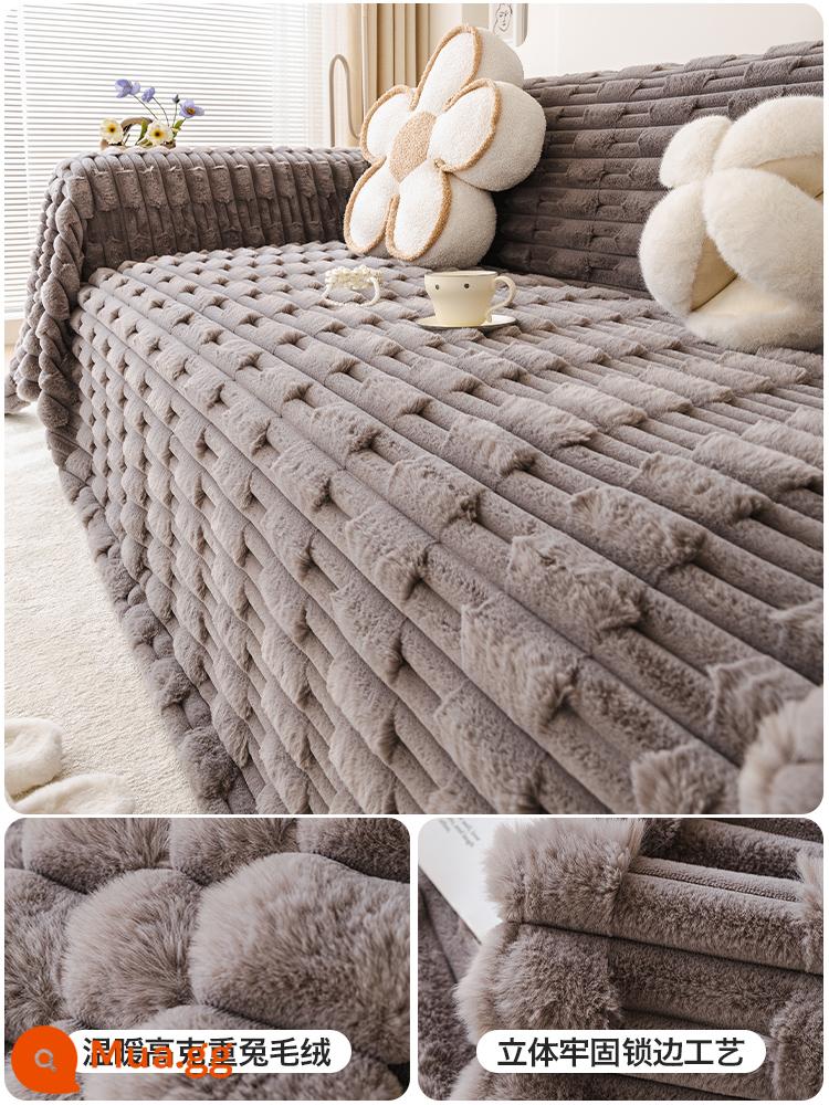 Mùa Đông Dày Thỏ Nhung Ghế Sofa Vải Full Bao Tay Bao Sang Trọng Sofa Đệm Lưng - Ấm Áp Mùa Đông-Jazz Grey