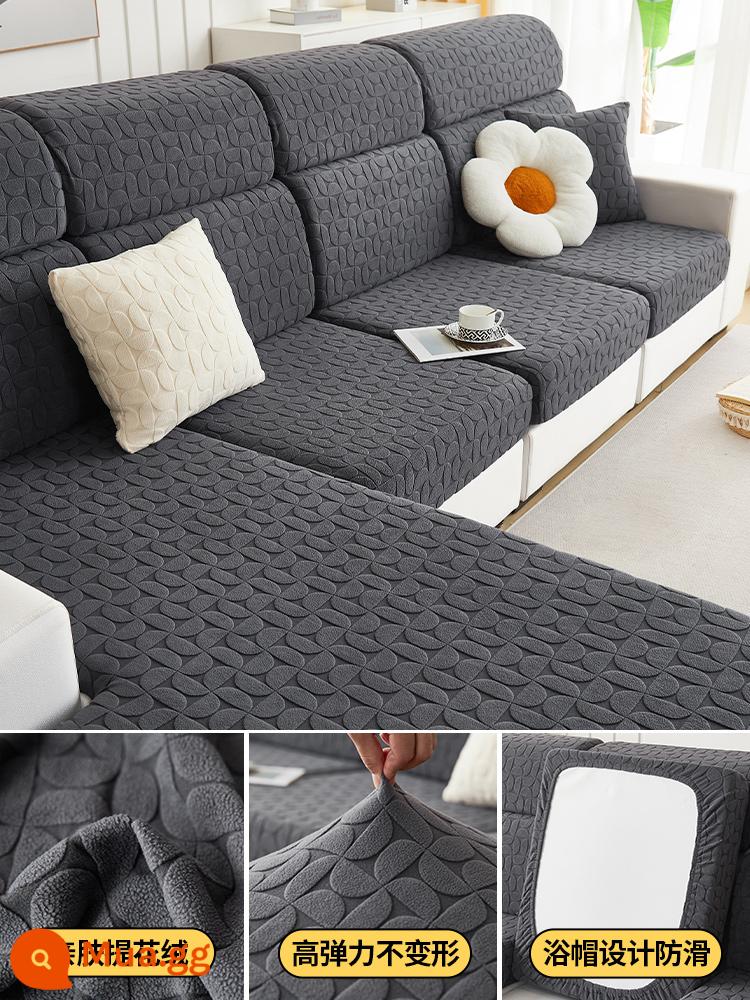 Vỏ sofa đa năng, trọn gói, không cần đo, một bộ sofa chống trượt đa năng, vỏ đệm sofa, ga trải sofa co giãn - Cối xay gió-màu xám đậm