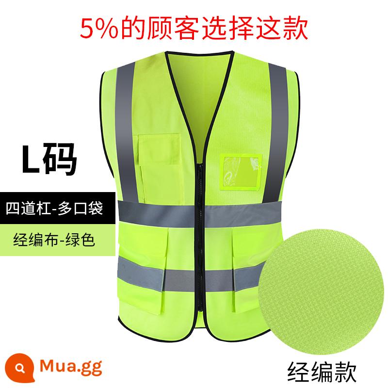 Vest an toàn phản quang vệ sinh xây dựng vest công trường xây dựng quần áo phản quang yếm cưỡi giao thông áo khoác kích thước lớn tùy chỉnh - Vải màu vàng huỳnh quang nhiều túi [L]