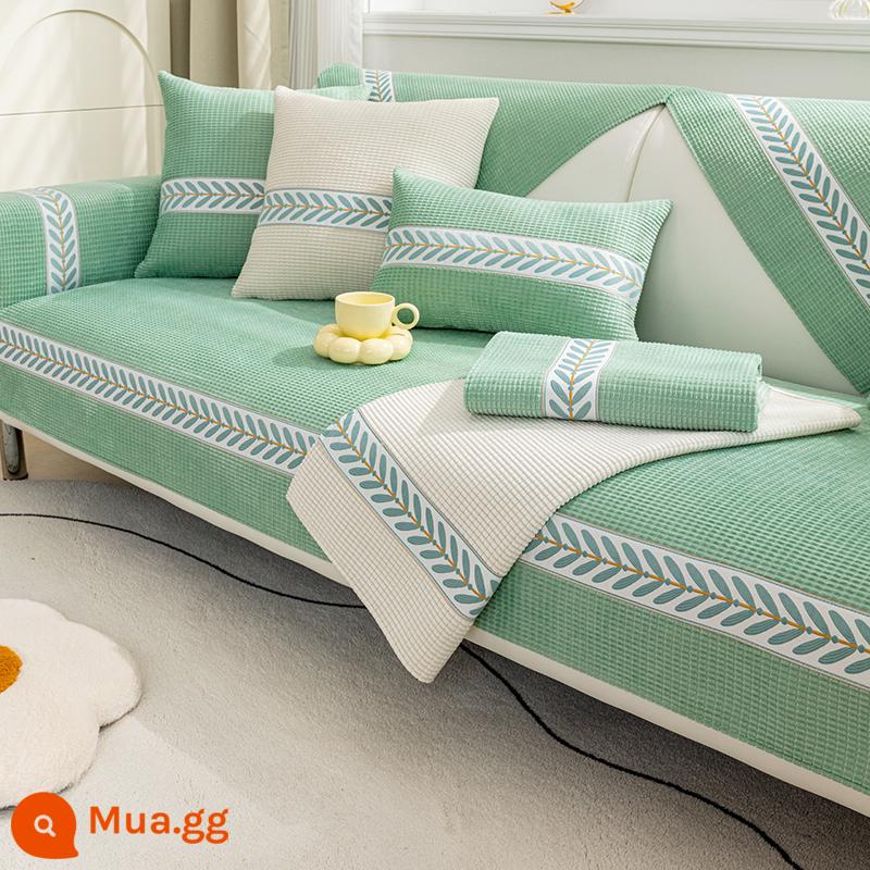 Sofa Đệm Bốn Mùa Đa Năng Đệm Ghế Chống Trơn Trượt Đơn Giản Hiện Đại Hoạt Hình Đệm Ghế Sofa Bao Gồm Tất Cả Đa Năng Bọc Vải - Ruy băng nhung ngô-Xanh [Tốt]