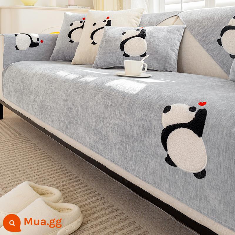 Đệm sofa tuyết bốn mùa - Panda Dundun-xám xl