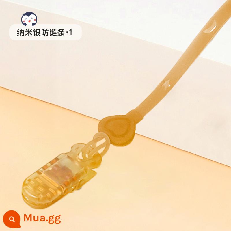 Núm vú giả cho bé silicone chống thả dây chuyền cho bé miếng dán răng hàm dính cắn chống mất dây kẹp đồ chơi - Nano chống rơi xích (1 cái)