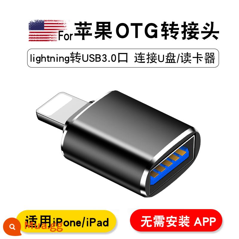 Eagle Dragon phù hợp với bộ chuyển đổi otg của Apple, bộ chuyển đổi ổ đĩa flash iphone ngoài giao diện sét sang usb, bộ chuyển đổi bộ nhớ tải bài hát xuống ổ đĩa flash USB siêu liên kết chuột điện thoại với máy tính - Dành cho Bộ chuyển đổi AppleOTG [Đĩa USB ngoài/Camera/Chuột/Bàn phím/Đầu đọc thẻ] Phiên bản màu đen