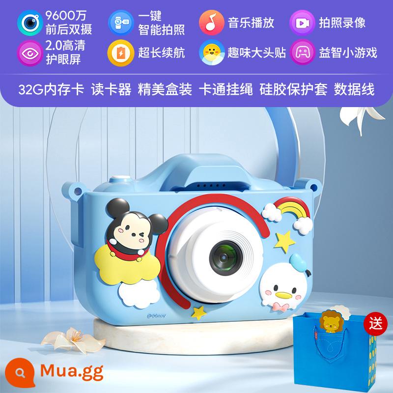 Trẻ em kỹ thuật số máy ảnh Disney có thể chụp ảnh và in các học sinh nam và nữ với Polaroid nhỏ nhỏ - [Phiên bản độc quyền tặng kèm thẻ 32G] Happy Mickey, màn hình cực nét, pin lớn, camera kép trước sau 9600w