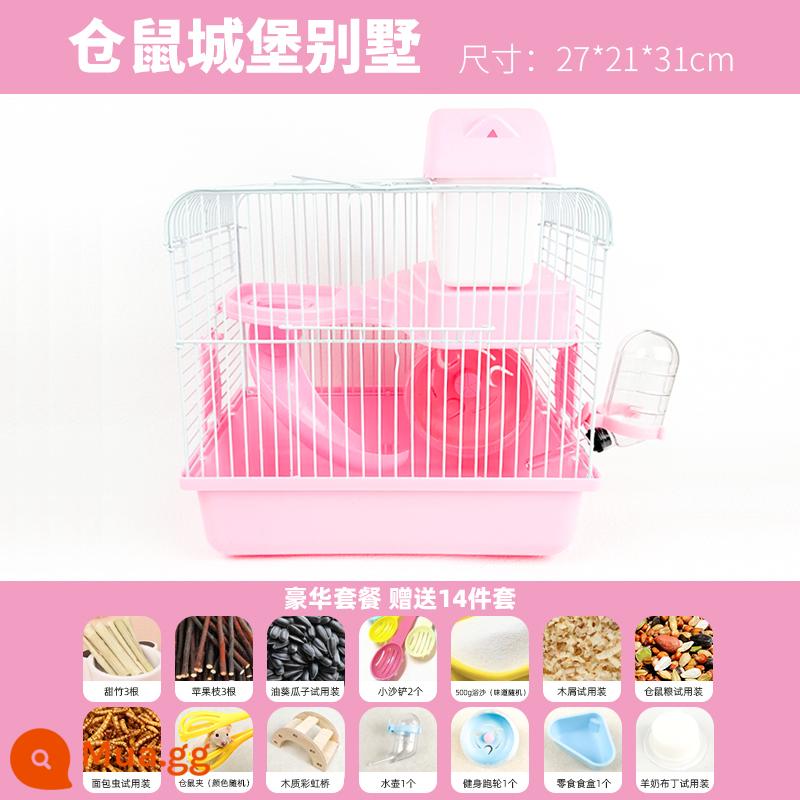 Lồng Hamster Giá Rẻ Biệt Thự Lớn Lồng Gấu Vàng Đặc Biệt Acrylic Nhà Chuột Nhà Nhỏ Hamster Tiếp Liệu Daquan - Gói Biệt thự Lâu đài Hồng Deluxe