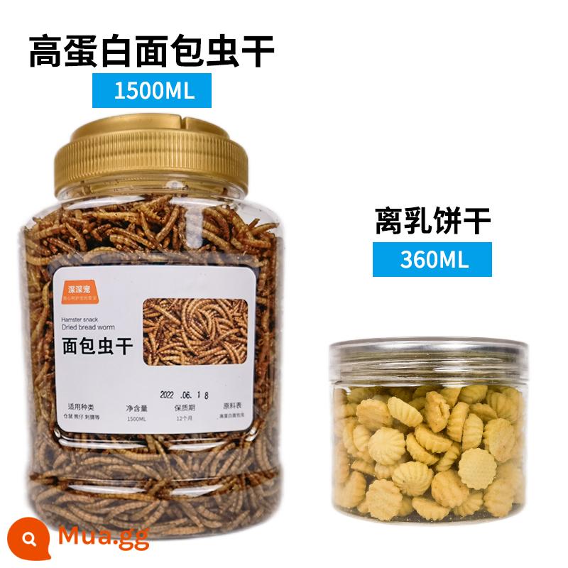 Thức ăn hạt cho chuột Hamster Giun bánh mì gà khô rutin cung cấp cho hamster nhỏ dinh dưỡng chủ yếu thực phẩm ăn nhẹ nhím vẹt thức ăn cho chim - Giun khô + bánh ăn dặm 1860ml