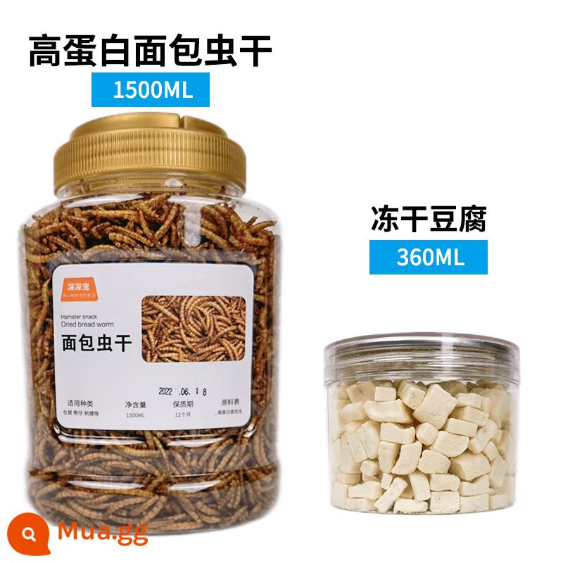 Thức ăn hạt cho chuột Hamster Giun bánh mì gà khô rutin cung cấp cho hamster nhỏ dinh dưỡng chủ yếu thực phẩm ăn nhẹ nhím vẹt thức ăn cho chim - Giun khô + đậu hủ đông khô 1860ml