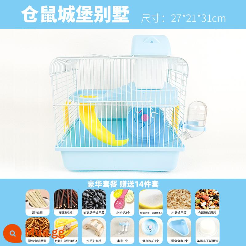 Lồng Hamster Giá Rẻ Biệt Thự Lớn Lồng Gấu Vàng Đặc Biệt Acrylic Nhà Chuột Nhà Nhỏ Hamster Tiếp Liệu Daquan - Gói Biệt thự Blue Castle Deluxe