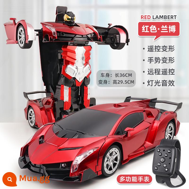 Cảm ứng cử chỉ biến dạng ô tô điều khiển từ xa lớn sạc đua King Kong robot đồ chơi trẻ em bé trai ô tô điều khiển từ xa - Rambo đỏ [Điều khiển từ xa + Cử chỉ + Giọng nói + Đồng hồ] Điều khiển từ xa kép