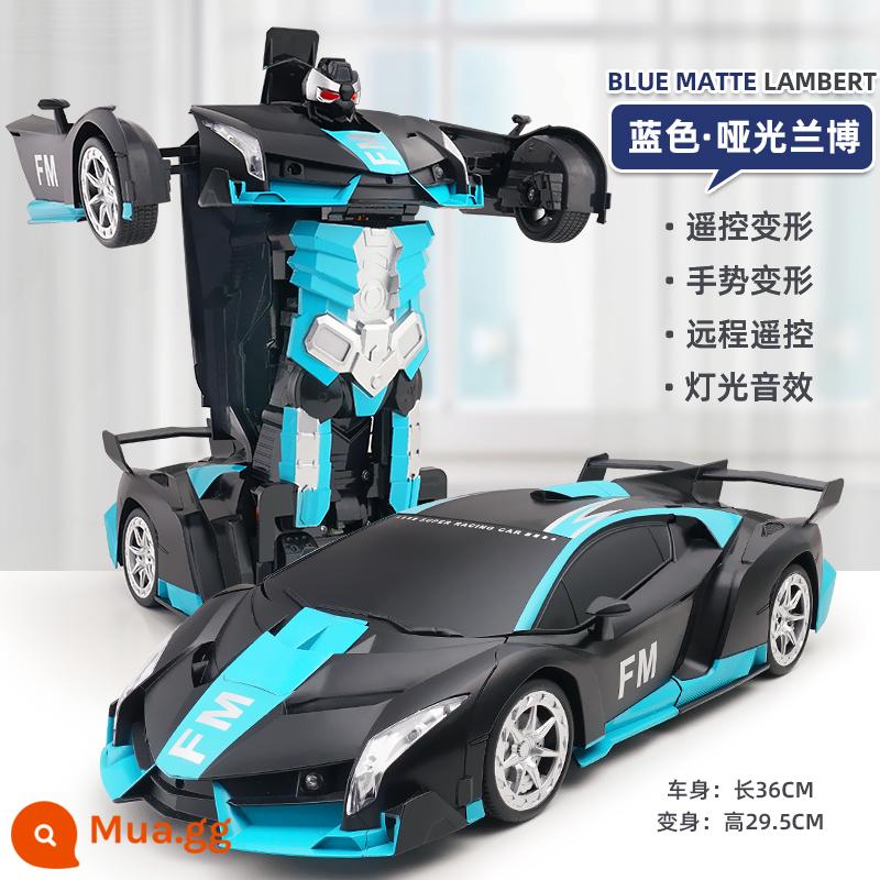 Cảm ứng cử chỉ biến dạng ô tô điều khiển từ xa lớn sạc đua King Kong robot đồ chơi trẻ em bé trai ô tô điều khiển từ xa - Lambo màu xanh mờ [Xe điều khiển từ xa + Chuyển đổi cảm biến cử chỉ]