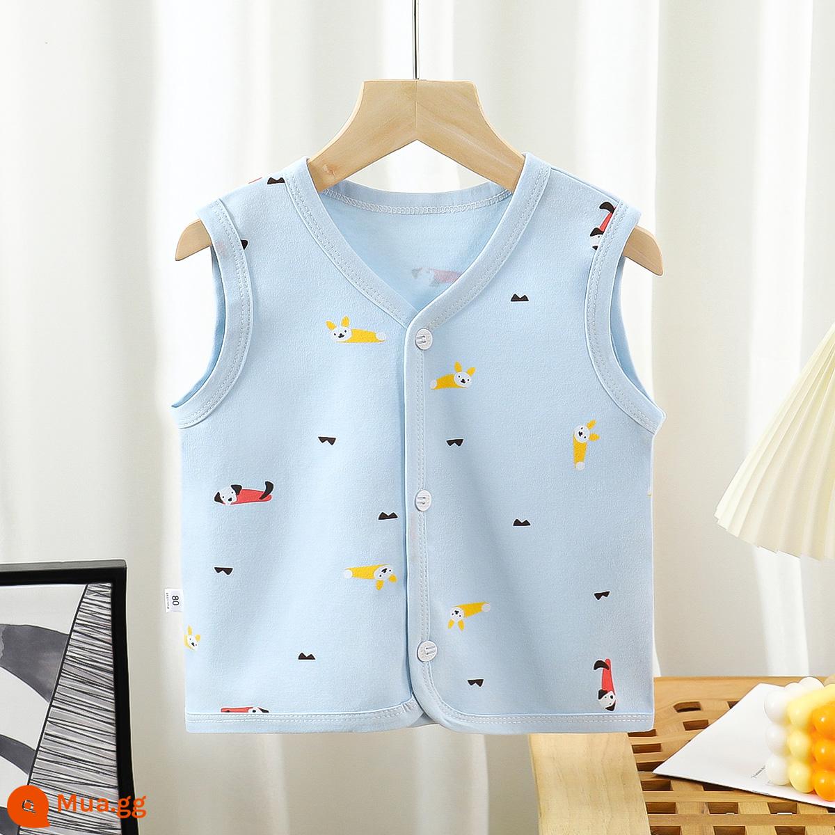 Áo khoác cotton cho bé Áo vest cotton trẻ em Áo khoác cardigan cho bé Áo vest mùa xuân và mùa thu cho bé trai và bé gái - Vest--Con Chó Con Màu Xanh