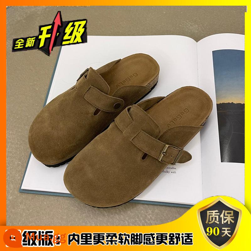 Birkenstock Nữ Bán Dép Bao Đầu Áo Khoác Ngoài Nữ 2023 Phong Cách Mùa Xuân Mới Phụ Nữ Mang Thai Phẳng Giày Lười - Lạc đà [phiên bản nâng cấp]