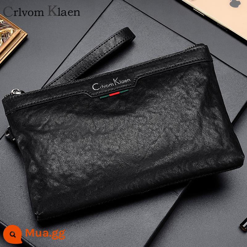 Túi Clutch Nam Da Thật Túi Phong Bì Túi Nam 2021 Mới Lớp Trên Túi Clutch Da Bò Thương Hiệu Hợp Thời Trang Sang Trọng Túi Kẹp - Đen lớn [da bò lớp đầu tiên]