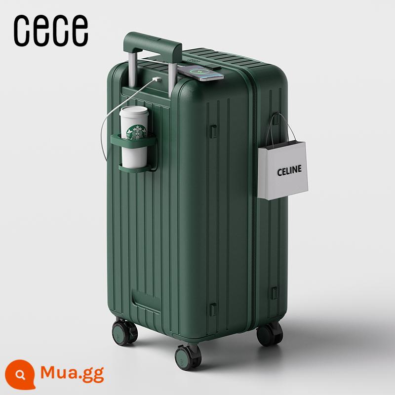 Cece Mới PC Đa Năng Hoa Anh Đào Vali Màu Hồng Bánh Xe Đa Năng Mật Khẩu Vali Xe Đẩy Dung Tích Lớn Dành Cho Nam Và Nữ - rừng xanh