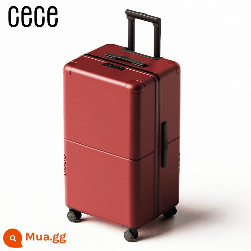 CECE dung tích cực lớn chịu mài mòn vali dày chắc chắn vali nữ vali dây kéo YKK vali nam xe đẩy 28 - Camellia đỏ [Dây kéo chống cháy nổ hai lớp YKK + Bánh xe im lặng hinomoto Nhật Bản + Tấm dày PC]