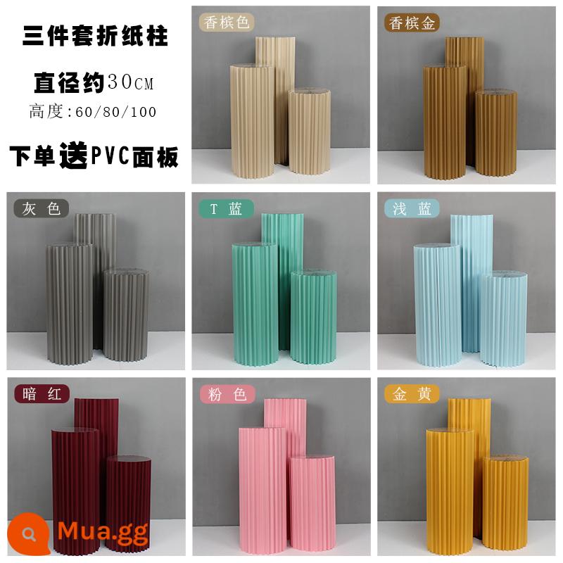 Đám cưới origami tráng miệng bảng hướng dẫn đường có thể gập lại đám cưới bố trí cột La Mã trang trí cửa sổ cột bảng bánh - Bộ 3 món đường kính 30CM có nhiều màu lựa chọn 60-80-100cm