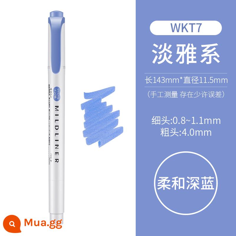 [Tự vận hành] Nhật Bản Bút ngựa vằn ZEBRA bút màu huỳnh quang WKT7 bút đánh dấu hai đầu màu sáng dành cho học sinh sử dụng văn phòng phẩm tài khoản tay để ghi chú các nét màu tô sáng chính - Dòng sản phẩm MDB màu xanh đậm mềm mại thanh lịch