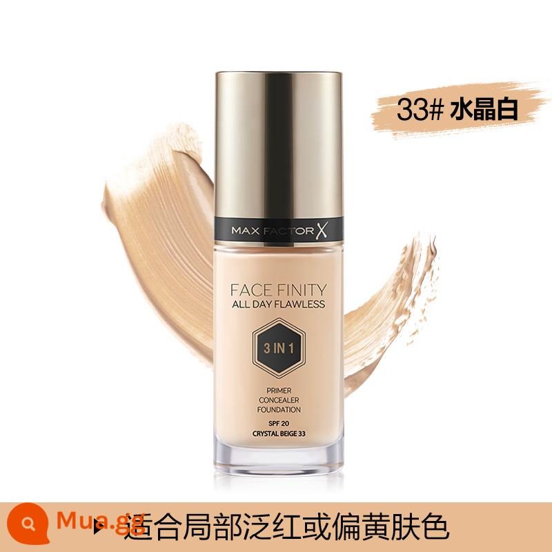 【Tự vận hành】 Kem nền dạng lỏng ba trong một MaxFactor/Misi Buddha cách ly chống nắng kem che khuyết điểm dưỡng ẩm lâu trôi - Số 33 màu trắng pha lê