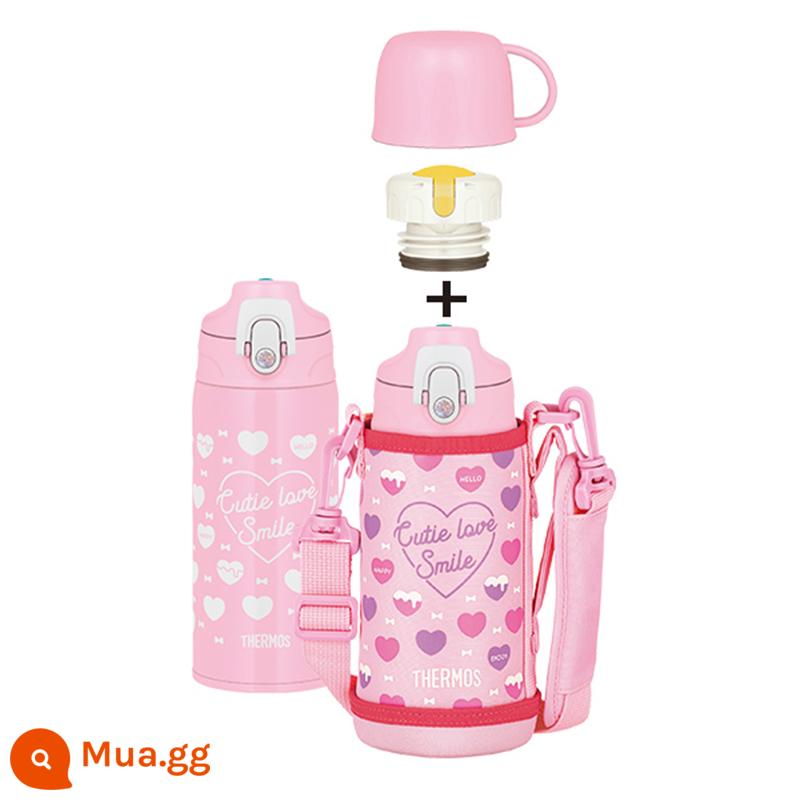 [Tự vận hành] Bình giữ nhiệt bằng thép không gỉ Thermos mới nhập khẩu dung tích lớn cốc uống nước thể thao trực tiếp cho trẻ em - [Mới] Tình Yêu Hồng 600ml