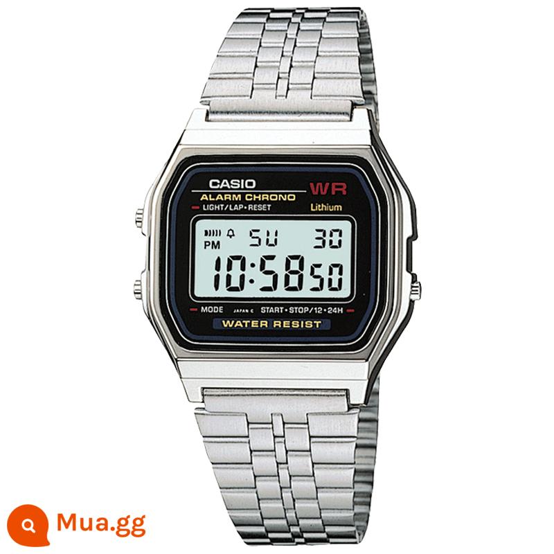 Đồng hồ casio/CASIO nhỏ màu bạc chống thấm nước phong cách cổ điển đồng hồ điện tử nữ mặt vuông A159WA-N1DF thạch anh - A159WA-N1DF