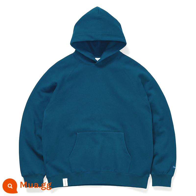 714street Cặp Đôi Nhung Áo Nam Thu Đông Áo Khoác Nặng Retro Áo hoodie hợp thời trang phong cách Mỹ có mũ trùm đầu - Phổ màu xanh