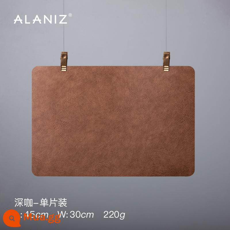 alaniz placemat không thấm nước và dầu chống tấm ăn gia đình mat chống bỏng thực phẩm phương tây mat bát mat rau mat cách nhiệt mat table mat - Tấm lót bàn ăn hai mặt có họa tiết bằng da-Cà phê đen