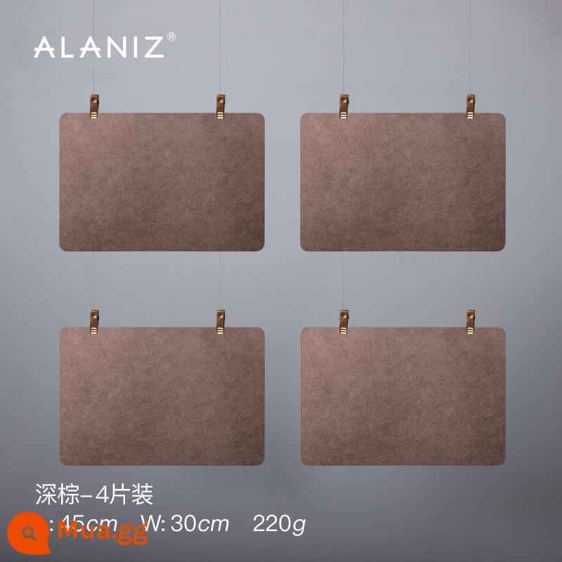 alaniz placemat không thấm nước và dầu chống tấm ăn gia đình mat chống bỏng thực phẩm phương tây mat bát mat rau mat cách nhiệt mat table mat - Tấm lót đĩa hai mặt họa tiết da - màu nâu sẫm (gói 4)