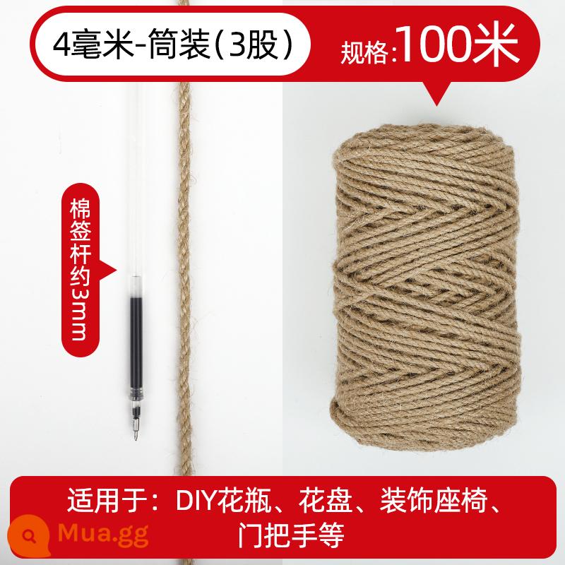 Dây Sisal đi kèm handmade DIY chất liệu dày bện dây bện mèo gãi leo khung dây trang trí ống nước ảnh treo tường - Dây gai dầu 4 mm 100 mét [quà tặng]