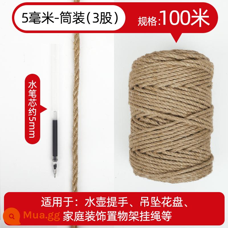 Dây Sisal đi kèm handmade DIY chất liệu dày bện dây bện mèo gãi leo khung dây trang trí ống nước ảnh treo tường - Dây gai dầu 5 mm 100 mét [quà tặng]