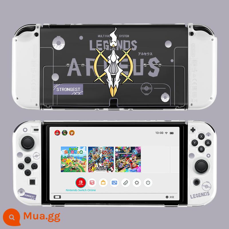 Vỏ bảo vệ Switcholed của Nintendo Công tắc đế có thể cắm được Vỏ tay cầm OLED Phụ kiện máy trò chơi OLED Phụ kiện NS pha lê trong suốt Vỏ silicon mềm Túi đựng vỏ cứng hai mảnh Bộ đầy đủ - Vỏ bảo vệ OLED trong suốt mới [Arzeus ✦ tay cầm mềm] đi kèm với nắp + màng √ bao gồm bù màu vàng