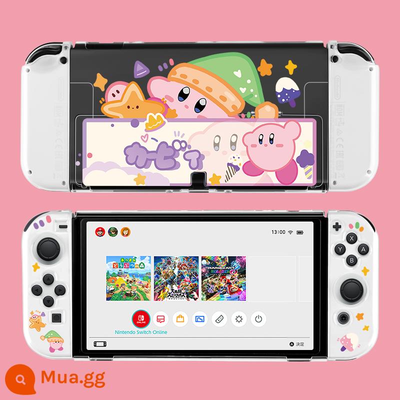 Vỏ bảo vệ Switcholed của Nintendo Công tắc đế có thể cắm được Vỏ tay cầm OLED Phụ kiện máy trò chơi OLED Phụ kiện NS pha lê trong suốt Vỏ silicon mềm Túi đựng vỏ cứng hai mảnh Bộ đầy đủ - Vỏ bảo vệ OLED trong suốt mới [Kirby ✦ tay cầm mềm] đi kèm nắp + màng √ bao gồm bù màu vàng