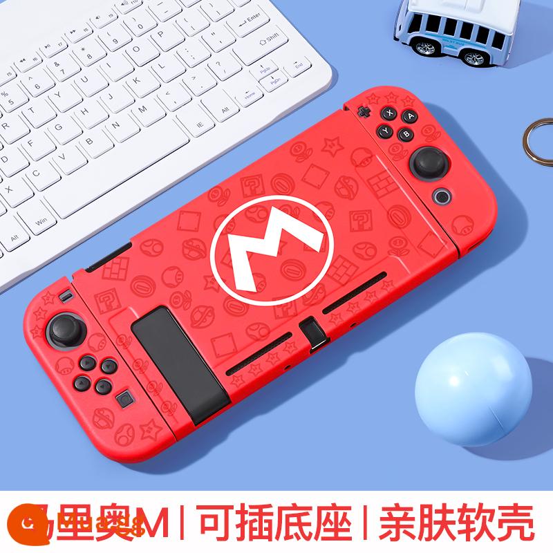 Vỏ bảo vệ Switcholed của Nintendo Công tắc đế có thể cắm được Vỏ tay cầm OLED Phụ kiện máy trò chơi OLED Phụ kiện NS pha lê trong suốt Vỏ silicon mềm Túi đựng vỏ cứng hai mảnh Bộ đầy đủ - Vỏ mềm silicon Switch ✦Mario M✦Phim + nắp miễn phí