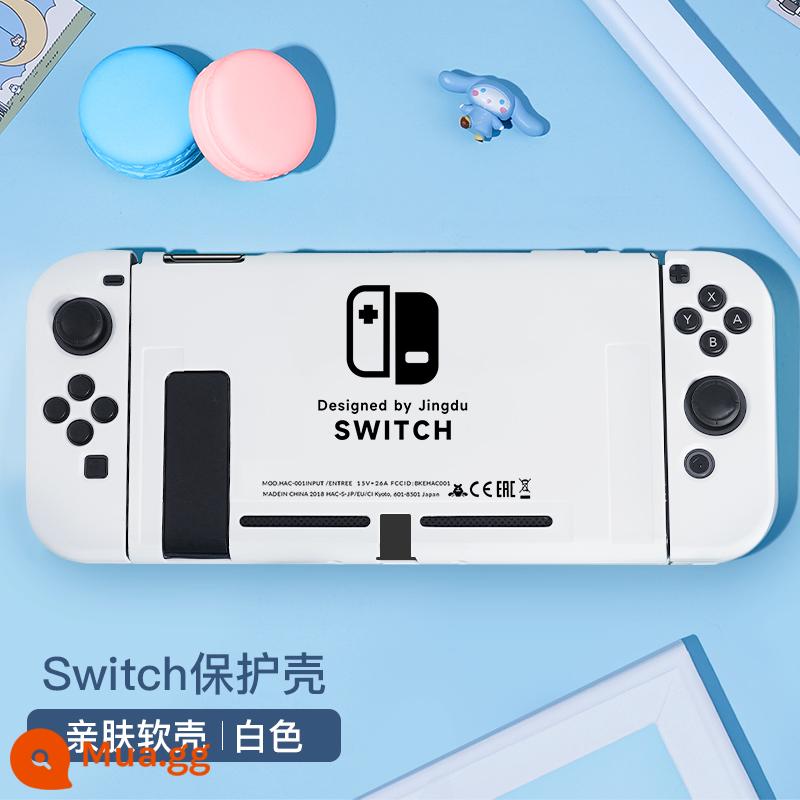 Nintendo Switch Vỏ bảo vệ NS áo khoác silicon có thể được chèn bằng vỏ dưới vỏ sò mềm mại có thể xử lý phụ kiện OLED OLED. - Vỏ mềm nâng cấp mới dành cho Switch✦phim trắng✦không có nắp + nắp√