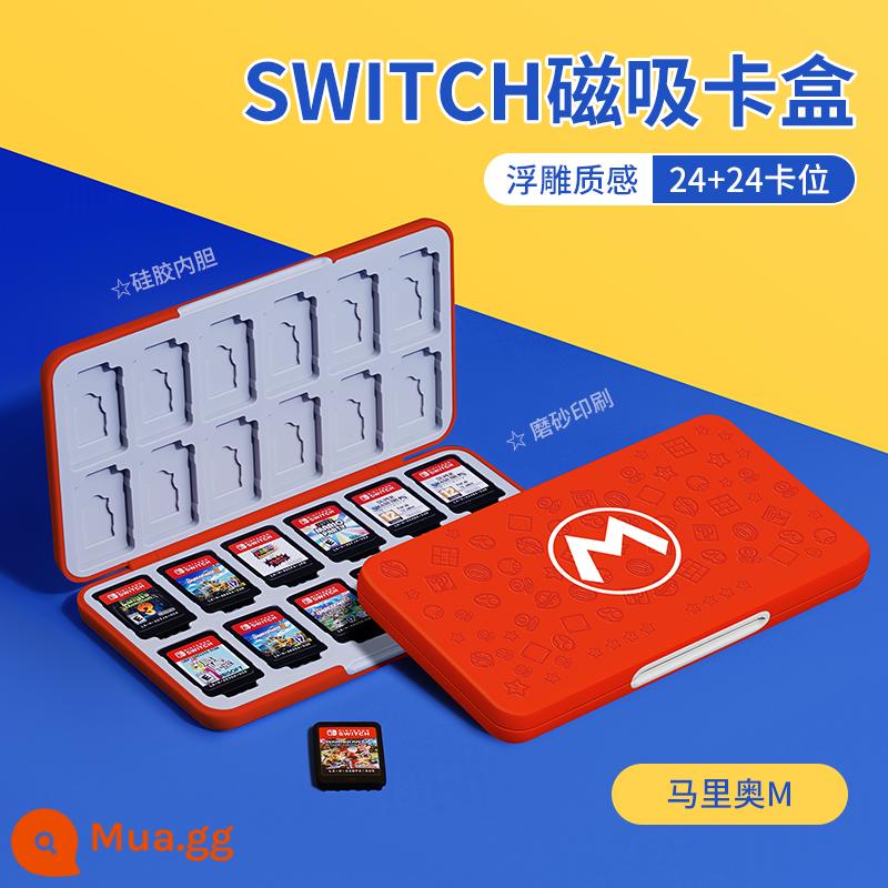 Hộp băng Nintendo Switch gói thẻ trò chơi hộp thẻ switcholed hút từ tính hộp lưu trữ NS dung lượng lớn 24 miếng Gói 12 miếng Vỏ bảo vệ di động Mario Lite Phụ kiện ngoại vi Dongsen - Giá đặc biệt *24 miếng [Mario M] đi kèm mũ vuốt mèo★kiểu nam châm