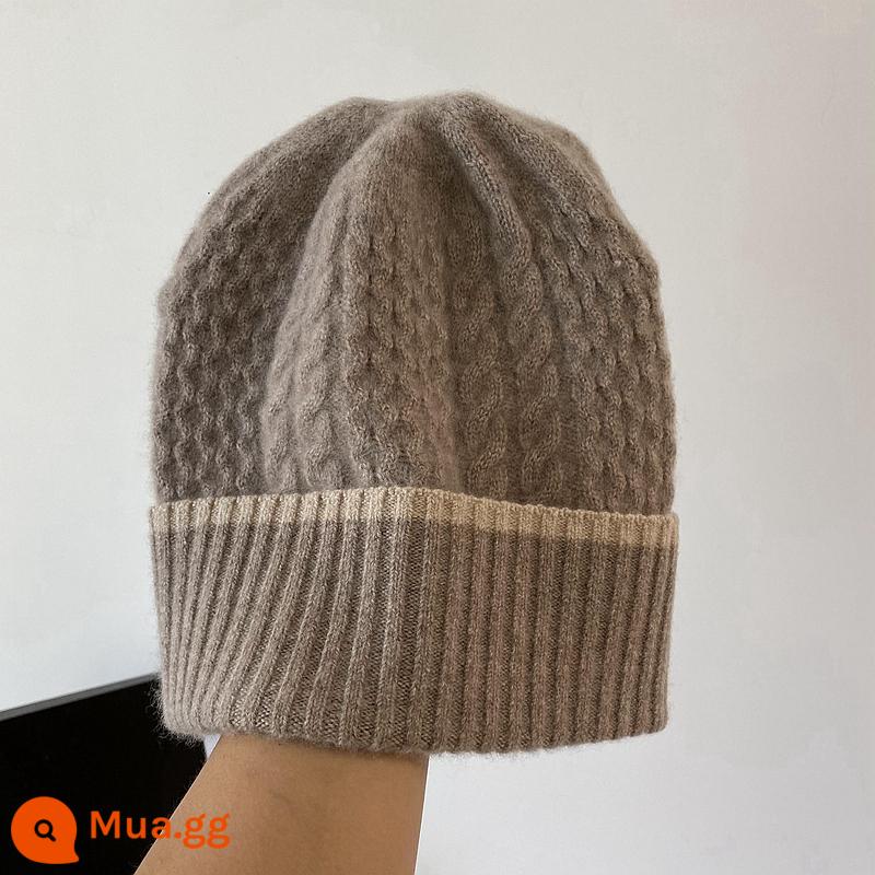 Mùa thu đông thanh lịch xoắn mũ len cashmere nữ mũ dệt kim đa năng phong cách thông thường thoải mái và ấm áp - cuốn sách màu tím