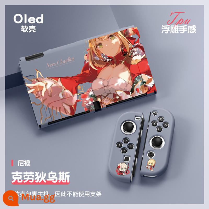 60 Công tắc tùy chọn OLED Protect Sleeve Soft Shell Silicone Anime Chủ đề NS Bộ bảo vệ bộ đặc biệt - OLED màu xám Nero Claudius)