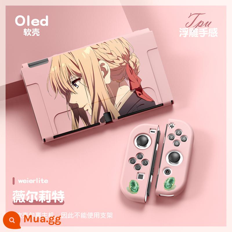 60 Công tắc tùy chọn OLED Protect Sleeve Soft Shell Silicone Anime Chủ đề NS Bộ bảo vệ bộ đặc biệt - OLED màu tím(Tím)