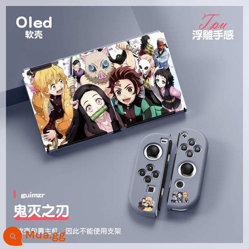 60 Công tắc tùy chọn OLED Protect Sleeve Soft Shell Silicone Anime Chủ đề NS Bộ bảo vệ bộ đặc biệt - Ginger OLED (Demon Slayer - Ảnh nhóm)