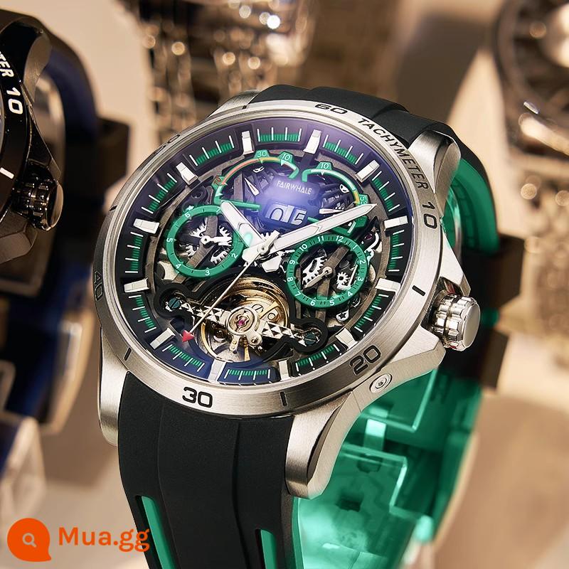 Mark Faye Đồng Hồ Nam Đồng Hồ Cơ Tự Động Top Ten Chính Hãng Chống Thấm Nước Dạ Quang Tourbillon Rỗng Nam - Băng keo xanh vỏ bạc BP4-FW-6120-2