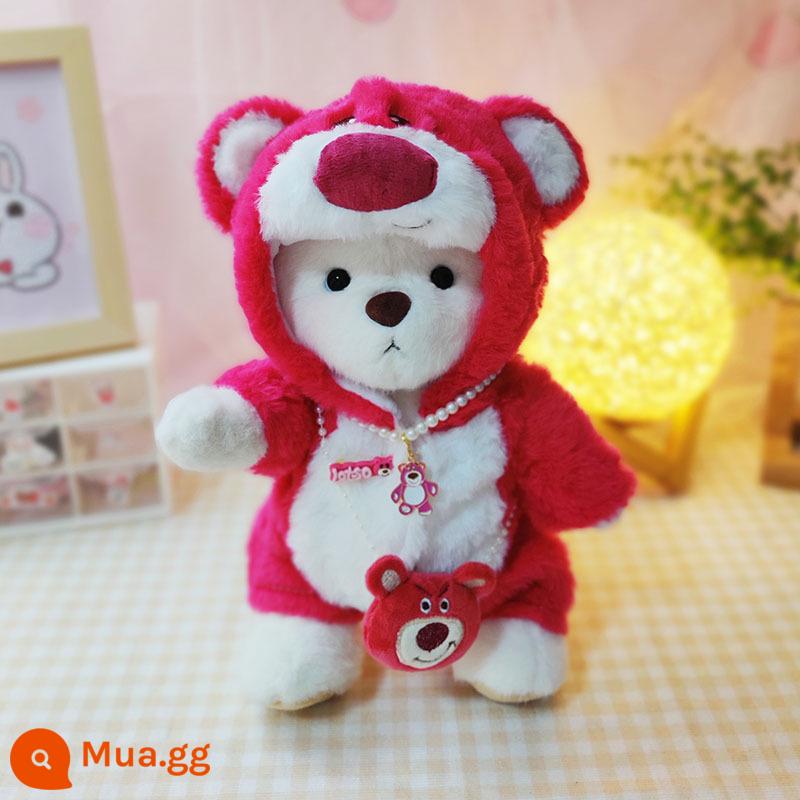 Kích thước trung bình gấu Lena quần áo gấu búp bê sang trọng quần áo búp bê 30cm gấu bông màu hồng sang trọng áo liền quần nữ - Phiên bản nâng cấp của bộ áo liền quần Strawberry Bear không có gấu