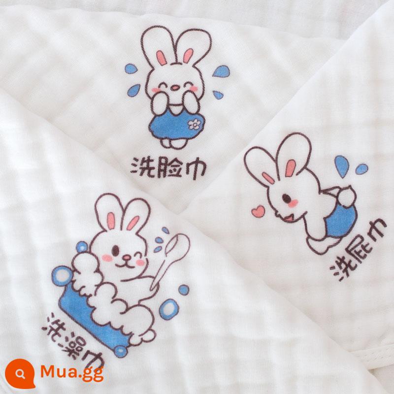 Khăn mặt rồng cho bé, khăn vuông nhỏ bằng gạc cotton nguyên chất cho bé sơ sinh, khăn nước bọt rửa mông và lau mặt - Khăn vuông hình thỏ 3 gói [6 lớp 30*30cm]