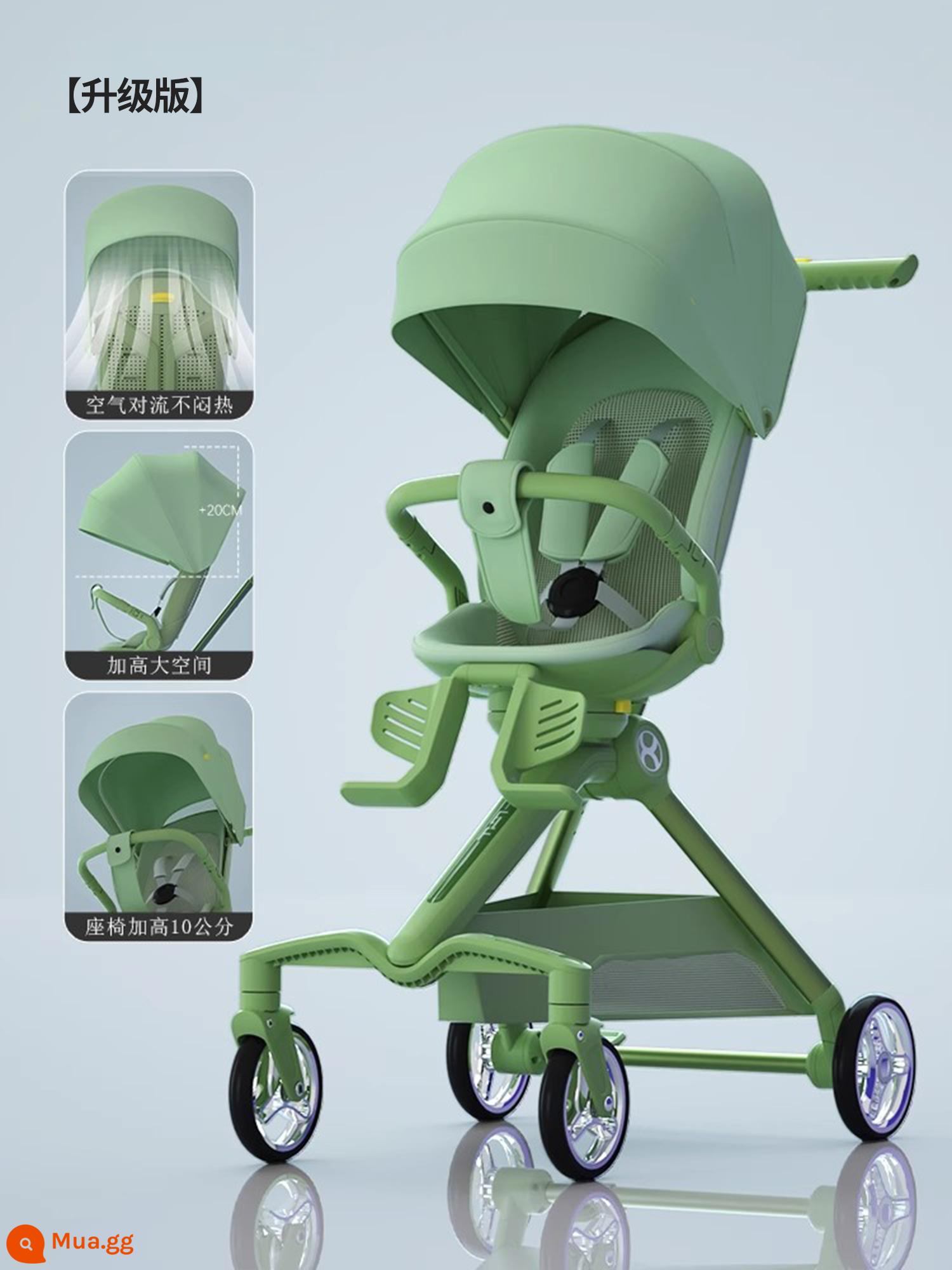 Haxiu Green Elf Walking Baby Artifact Walking Baby Xe đẩy em bé Có thể Ngồi và Nằm Nhẹ Có thể gập lại Tầm nhìn cao - Phiên bản nâng cấp của màu xanh lá cây [ghế nâng, mui xe nâng, buồng lái dày và thoáng khí]