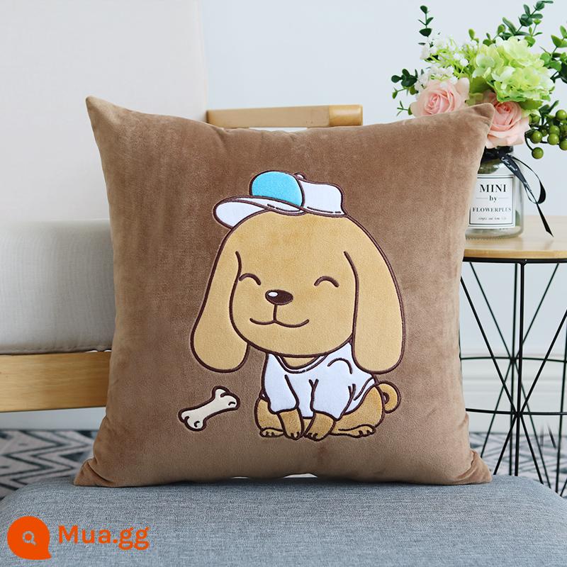 Hoạt Hình Dễ Thương Gối Sofa Đệm Giường Văn Phòng Tựa Lưng Ô Tô Gối Vuông Gối Không Lõi - Chó thể thao (nâu)