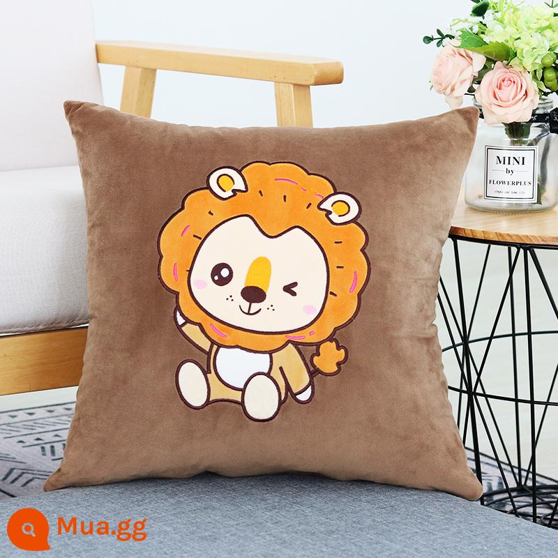 Hoạt Hình Dễ Thương Gối Sofa Đệm Giường Văn Phòng Tựa Lưng Ô Tô Gối Vuông Gối Không Lõi - Sư tử nhỏ (nâu)