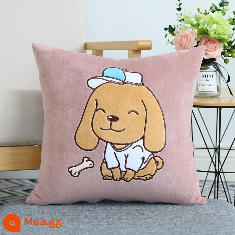 Hoạt Hình Dễ Thương Gối Sofa Đệm Giường Văn Phòng Tựa Lưng Ô Tô Gối Vuông Gối Không Lõi - Chó thể thao (màu sen)